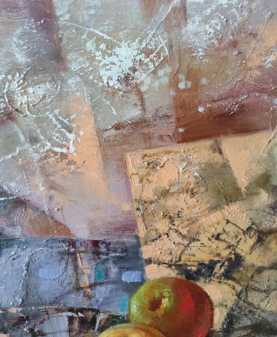 Originales Ölgemälde, abstraktes Fruchtstillleben, Äpfel – Gemälde & Zeichnungen, Canvas (photo 6 of 11)