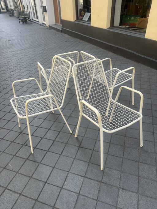 4 sedie da giardino vintage in filo metallico