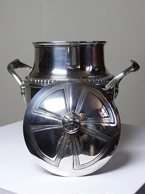 Image 1 of Elegant antique silver-plated metal sugar bowl from the 1880s-1930s