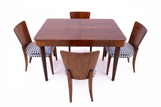 Table et chaises conçues par J. Halabal dans les années 1930, Tchécoslovaquie.