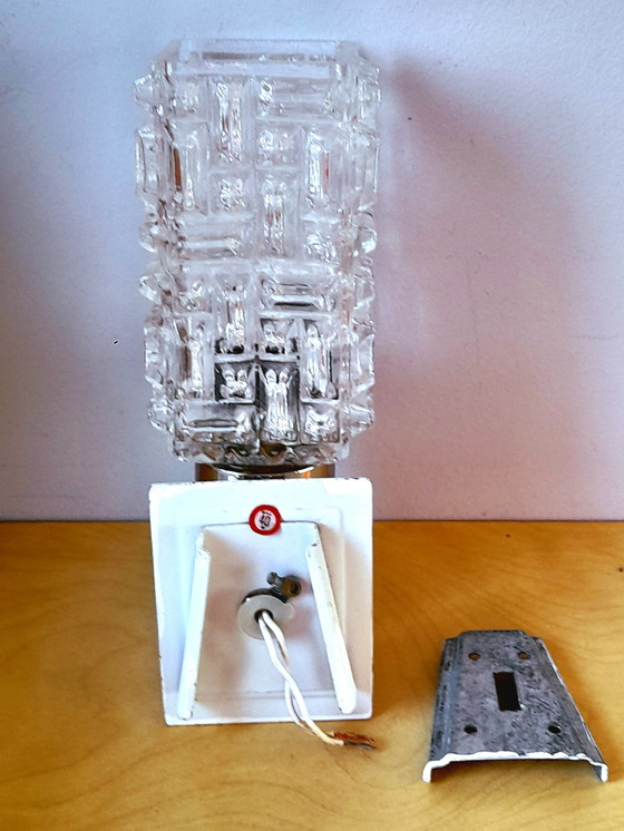 Image 1 of Pair of Targetti wall lights in glass and chromed metal, 1970