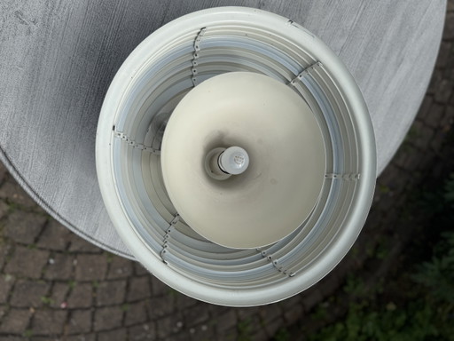 Vintage design hanging lamp pendant light chrome made of slat lamps from the 70s