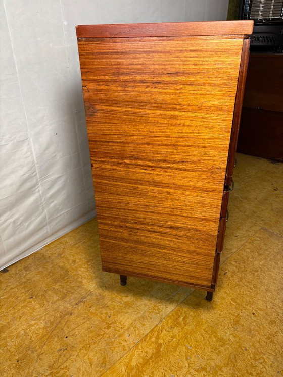 Image 1 of Mid-Century Retro Vintage Teak Bureau / Desk by Meredew 1960  Large Writing Surface • Danish Design Influence • Elegant Storage 