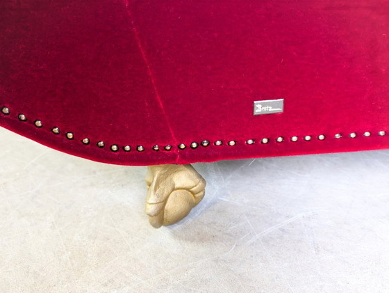 Image 1 of Sofá Bretz Gaudí original de diseño, chaise longue de terciopelo rojo