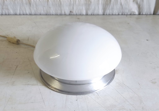 Bauhaus style ceiling or wall light with XL opaline globe shade - mid-20th century