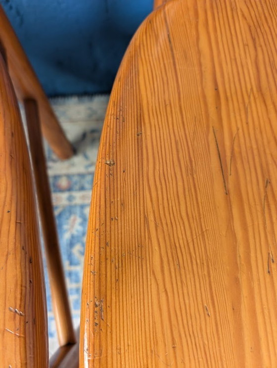 Image 1 of Vintage grenen eettafel met vier stoelen, jaren 70