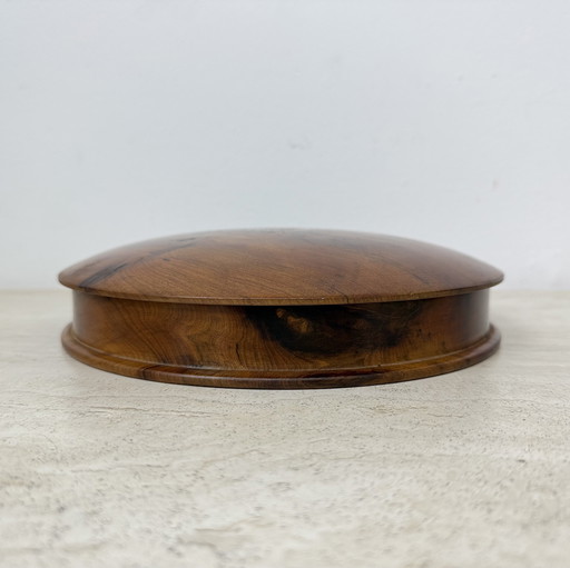 Boîte à bijoux ancienne en bois de ronce avec couvercle