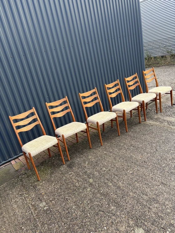 Image 1 of 6 Piece Vintage Dining Chairs Teak Danish