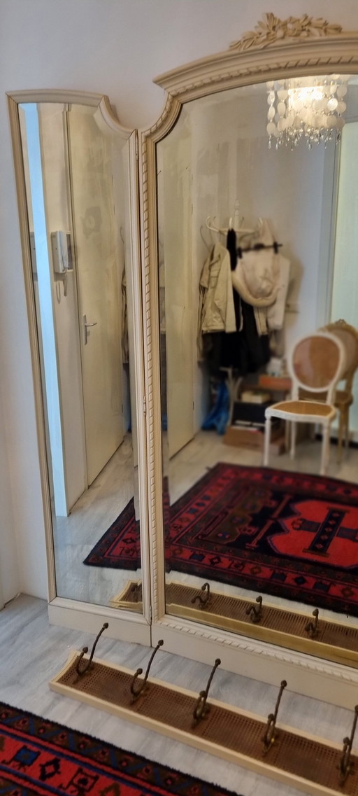 Antique Standing Mirror with Separate Coat Rack – spiegels, Wicker, Metal (photo 2 of 5)