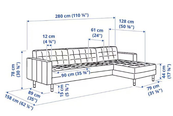Image 1 of Ikea Landskrona 4-Seater Sofa With Chaise Longue And Grain Leather