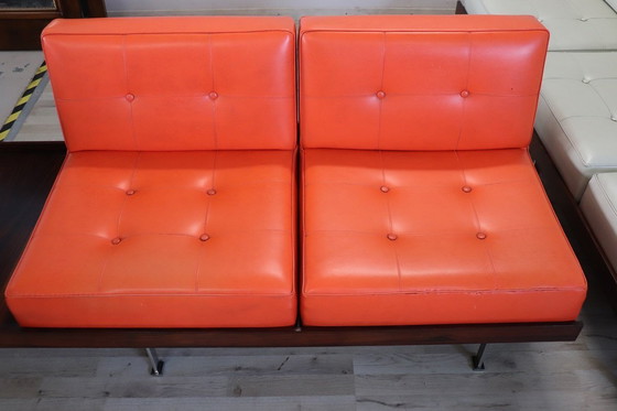 Image 1 of Sofás naranjas y blancos de Saporiti Italia, década de 1960, juego de 2