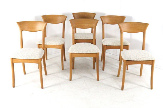 Image 1 of Set van 6 Juul Kristensen JK Denmark stoelen eetkamerstoelen vintage gestoffeerd