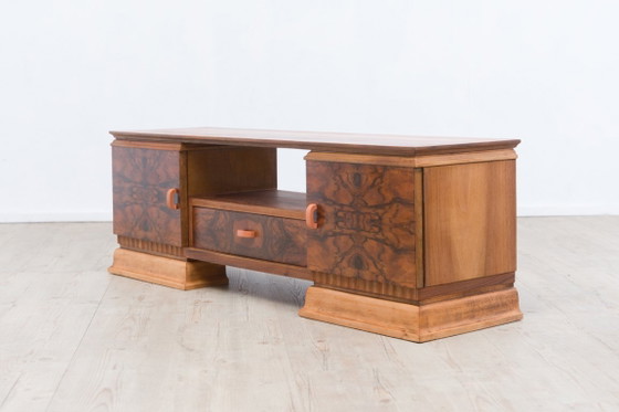 Art-déco-Lowboard aus kaukasischem Nussbaum, restauriert, Sideboard, Holz, Braun, Art Deco (Foto 4 von 10)