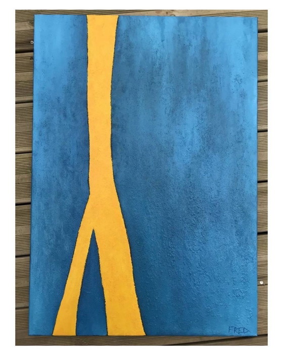 Image 1 of Olieverf op spieraam, Formaat 92x65cm