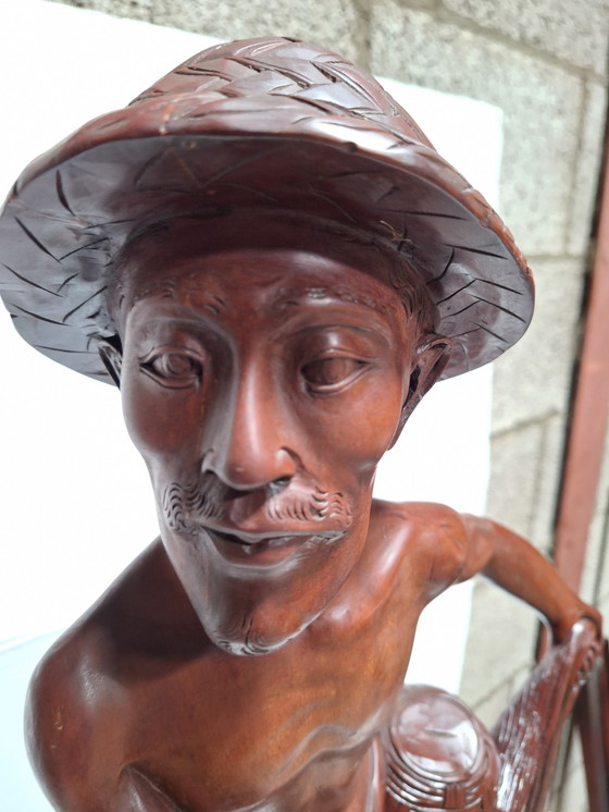 Image 1 of Balinesische Hartholzstatue eines Fischers