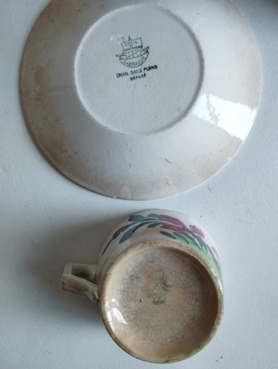 Image 1 of Tasse et sous-tasse Creil & Montereau « Coq »