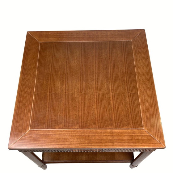 Image 1 of Table basse en bois et rotin par Gasparucci Italie, 1970S