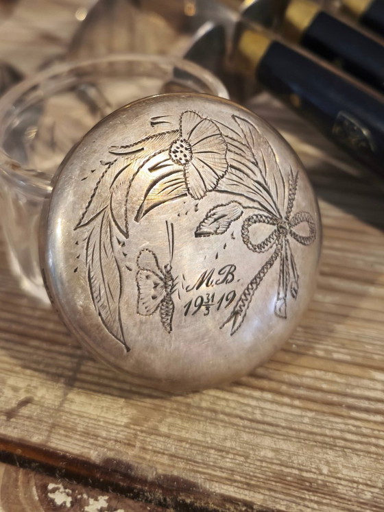 Image 1 of Posate antiche, candeliere e contenitore in argento del 1919.