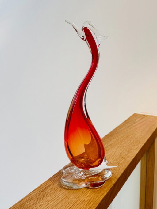 Antonio Da Ros Grand Oiseau Sommerso En Verre De Murano C1960s
