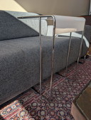 Vintage Modernist Side Table – Chrome & White – Uniquely Curved Design