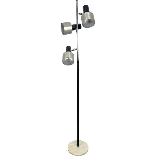 Mid-eeuwse marmeren en metalen vloerlamp met drie armen, Italië 1960
