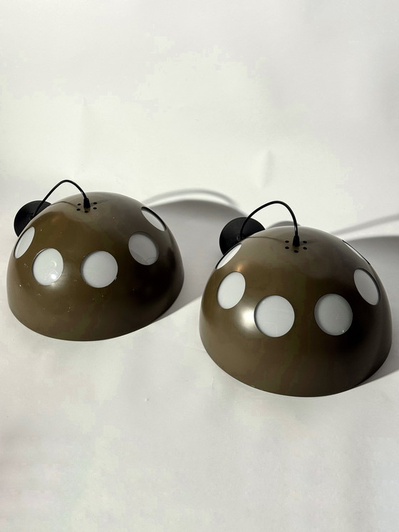 Image 1 of 2x RAAK Amsterdam El Duomo Bruine Lampen, Retro Space Age Tijdloos Futuristisch