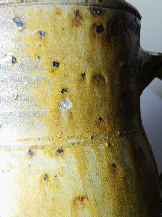 Grote antieke gepyritiseerde Puisaye aardewerken kan, eind 19e eeuw – Ancien, Decoratieve objecten, Ceramic (photo 10 of 14)