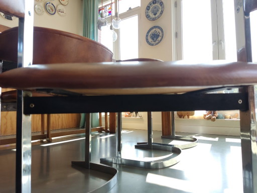 6 sedie da tavolo in pelle – eetkamerstoelen, Leather, Metal (photo 2 of 12)