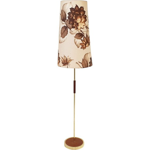 Vintage teakhouten vloerlamp