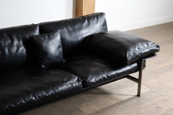 Image 1 of Dreisitzer-Sofa Diesis aus schwarzem Leder von Antonio Citterio für B&B Italia, 1970er Jahre