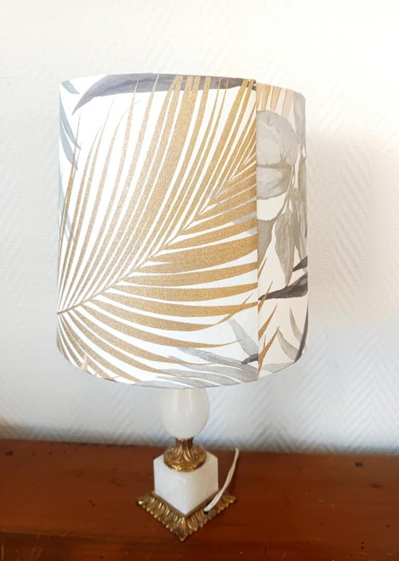 Image 1 of Lampe albâtre et bronze doré 