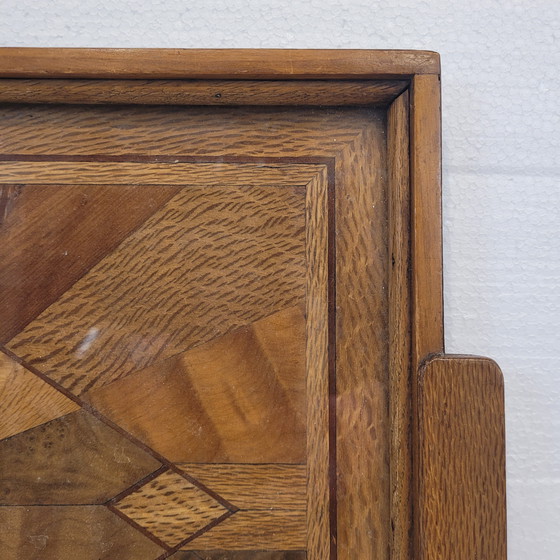 Image 1 of Bandeja Art Déco, Marquetería Y Cristal, 1950 – Francia