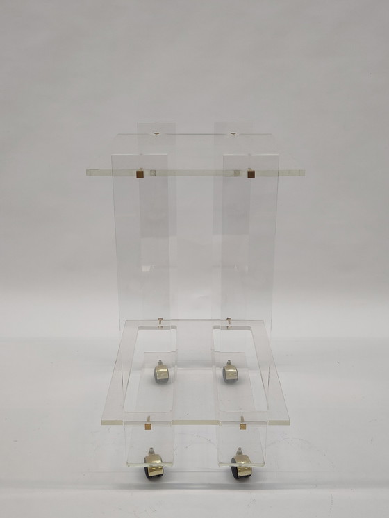 Image 1 of Chariot de bar en plexiglas style David Lange