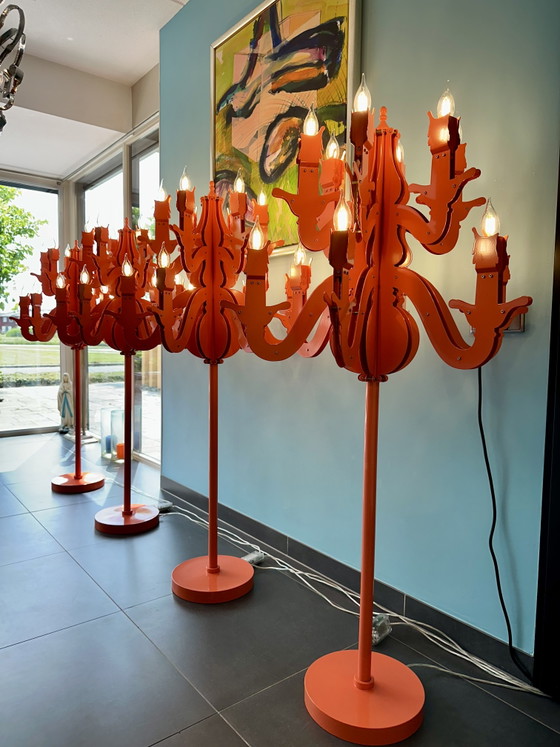Lampadaires baroques vintage d'Amsterdam, 146 cm, lot de 4 – Brand van Egmond, polished steel, Glass (photo 4 of 15)