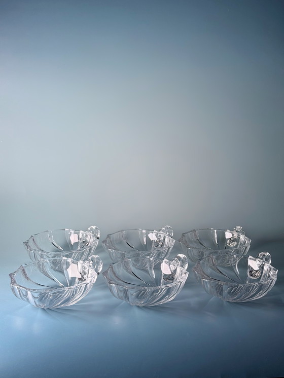 Image 1 of Val Saint Lambert - 6 Coupes à dessert en cristal (Coquilles) - Collection Royale