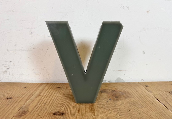 Image 1 of Vintage Grey Illuminated Letter V , 1970s