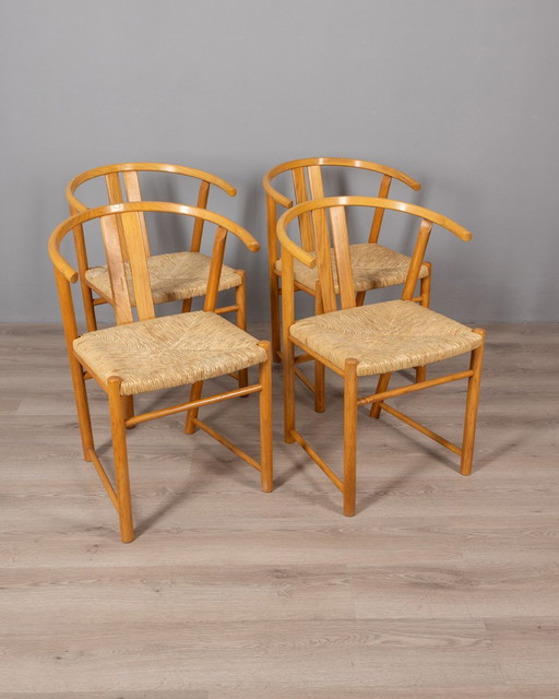 Ensemble de 4 chaises vintage 80S en bois de chêne Design danois