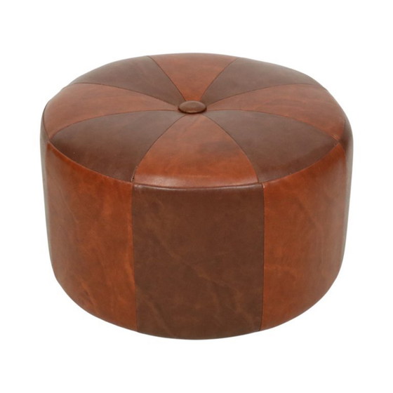 Image 1 of Vintage Poef Tweekleurig Skai Kunstleder