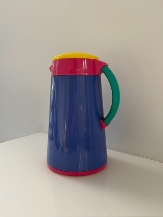 Vintage 80s colorful Memphis design thermos, Crockery, Plastic, Glass, Multi Color (photo 3 of 16)