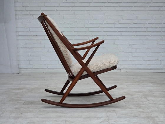 Anni '60, Sedia a dondolo danese di Frank Reenskaug, Modello 182, Pelle di pecora. – Sedie a dondolo, Wood (photo 3 of 17)