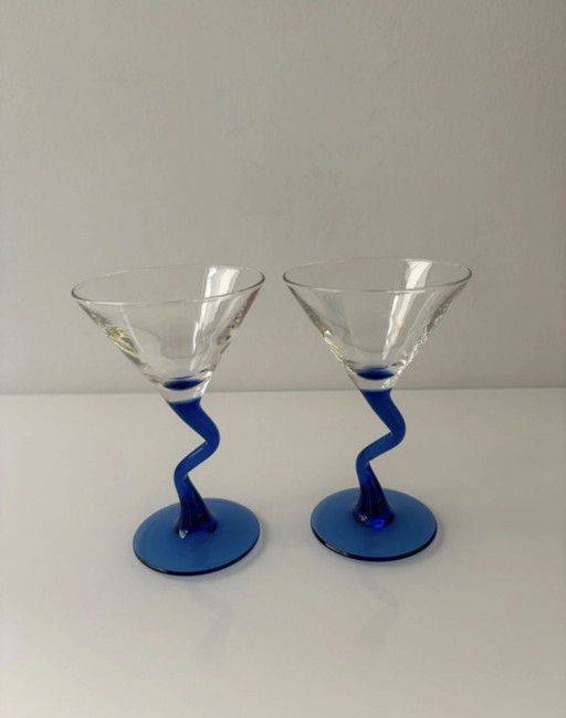 Set van 2 retro 1980’s martini-glazen, merk Liberty Glass – glazen karaffen (photo 2 of 11)