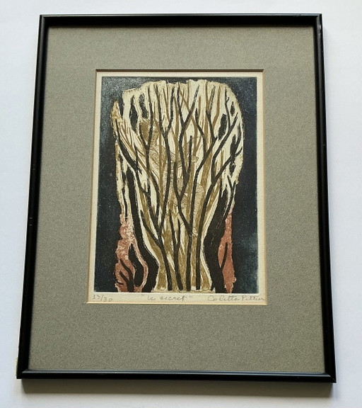 Colette Pettier - Le Secret, aguafuerte y aguatinta de 1966 – schilderijen tekeningen, Paper (photo 2 of 11)