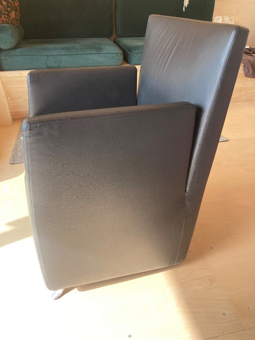 Ensemble de 6 fauteuils Medea en cuir noir – Alberto Colzani pour Cerruti Baleri – Leather, Metal (photo 2 of 6)