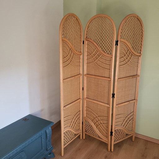 Beautiful rattan folding screen