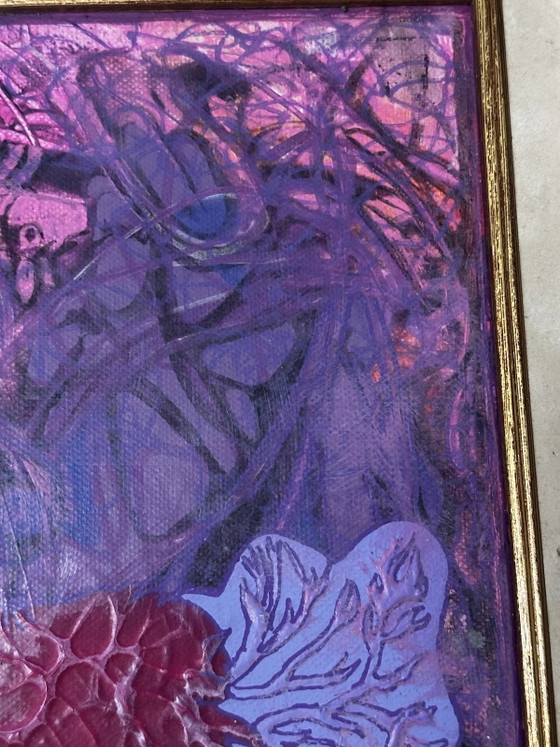 Abstract painting signed Bernard Ledain (1944–2024), mixed media on canvas – Paintings & Drawings (photo 8 of 15)