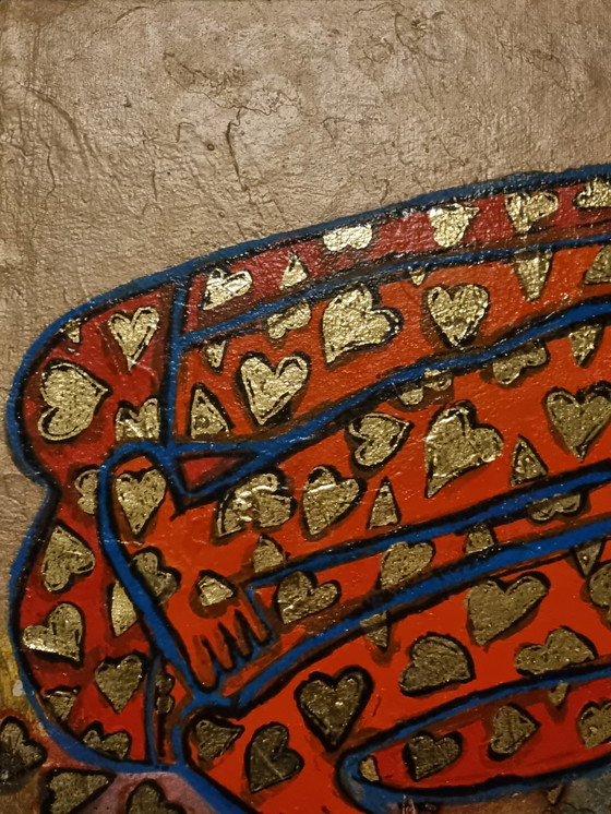 Image 1 of Œuvre de Shahid Parvez, « Douche d'amour », 85 × 85 cm, encadrée