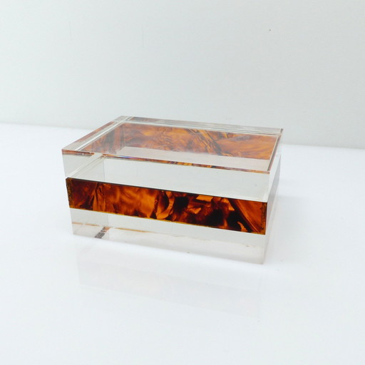 Zweifarbige Plexiglasdose aus Lucite, Design Philippe Cheverny, Ausgabe Kit Design 1970