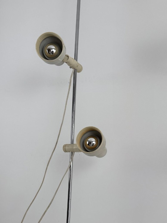 Image 1 of Vintage Adjustable Floor Lamp, Chrome and Beige Pressed ABS, France, 1970