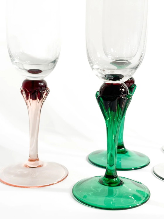 Set di sei calici in vetro di Murano multicolore degli anni '80 – Stoviglie (photo 6 of 9)