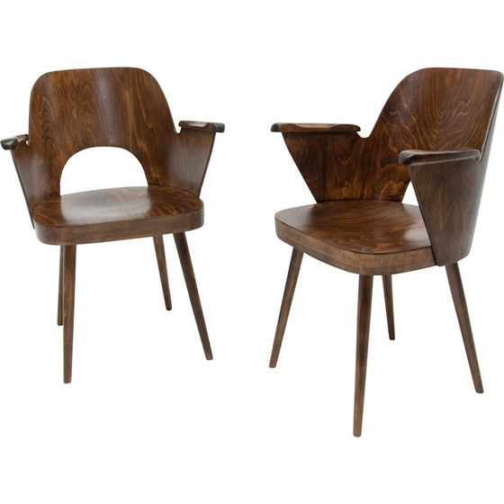 Image 1 of Vintage ebony desk chair by Radomír Hofman for Ton, Czechoslovakia 1960